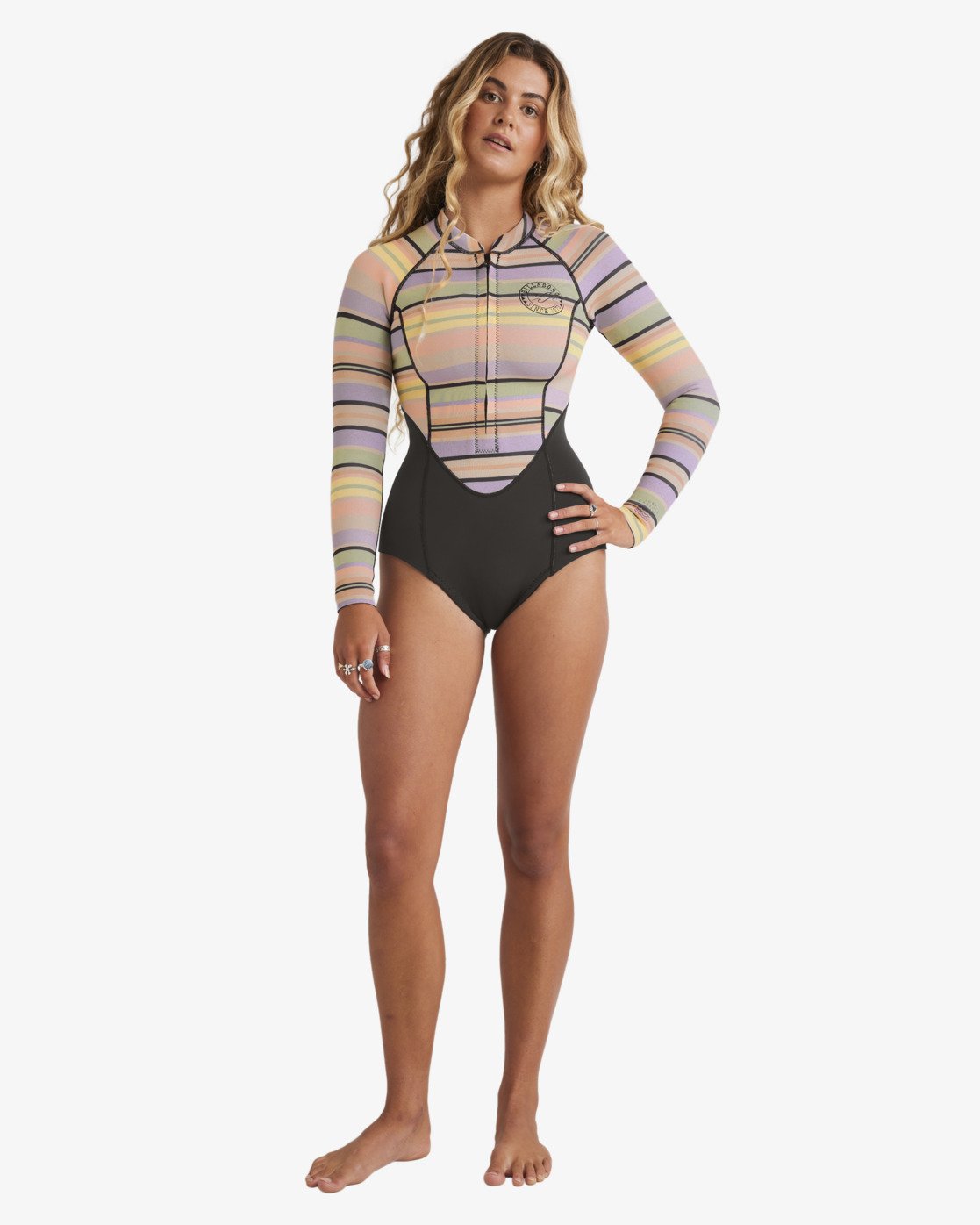 2/2mm Salty Dayz Natural - Women's Black Front Zip Long Sleeves
