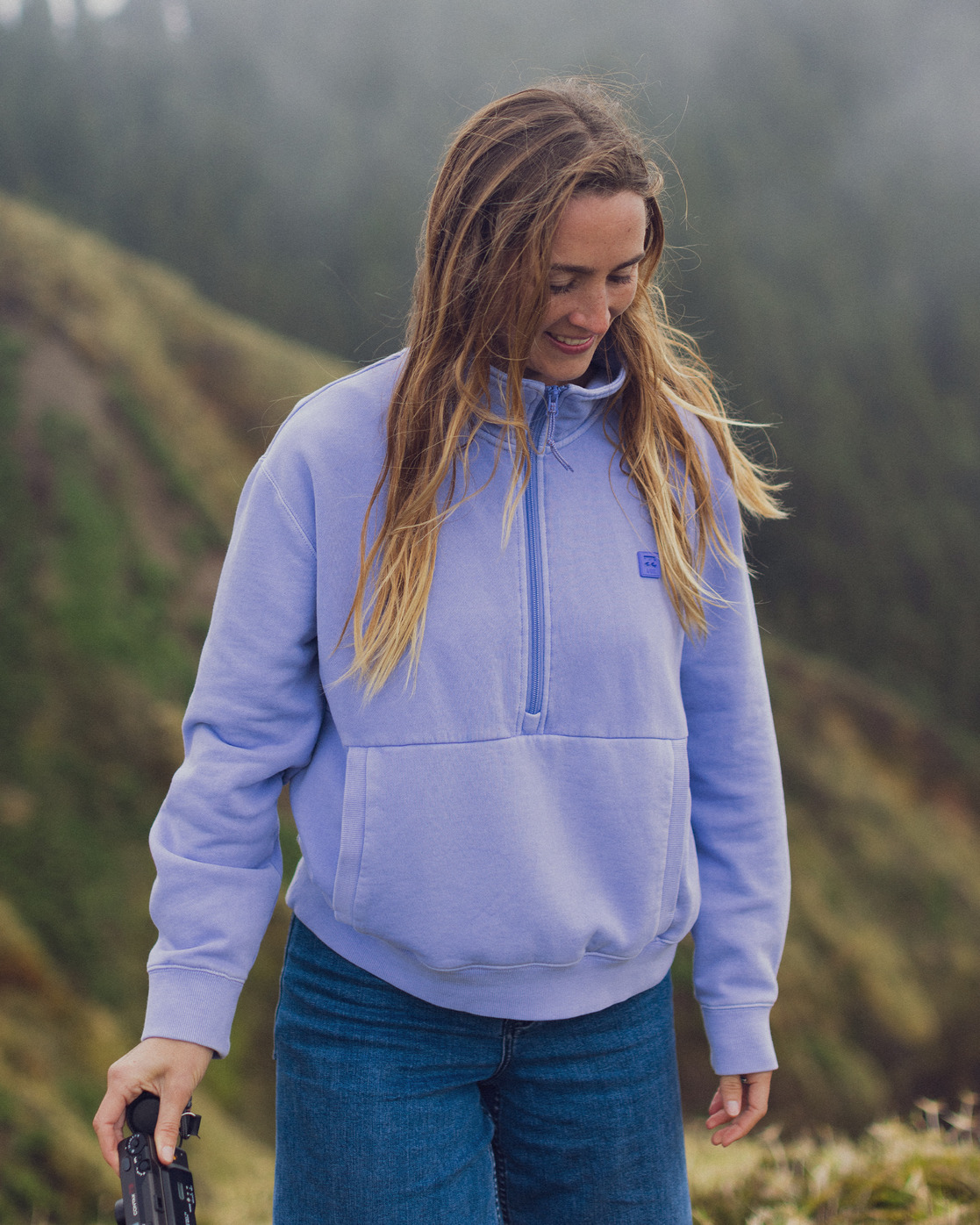Stay On The Path - Women's Purple Half-Zip Sweatshirt | Billabong