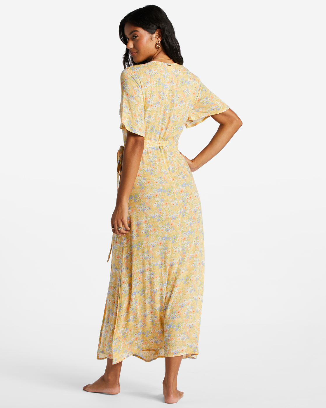 billabong women's wrap front midi length dress Billabong Women's Wrap Front Midi Length Dress Large, Island Green