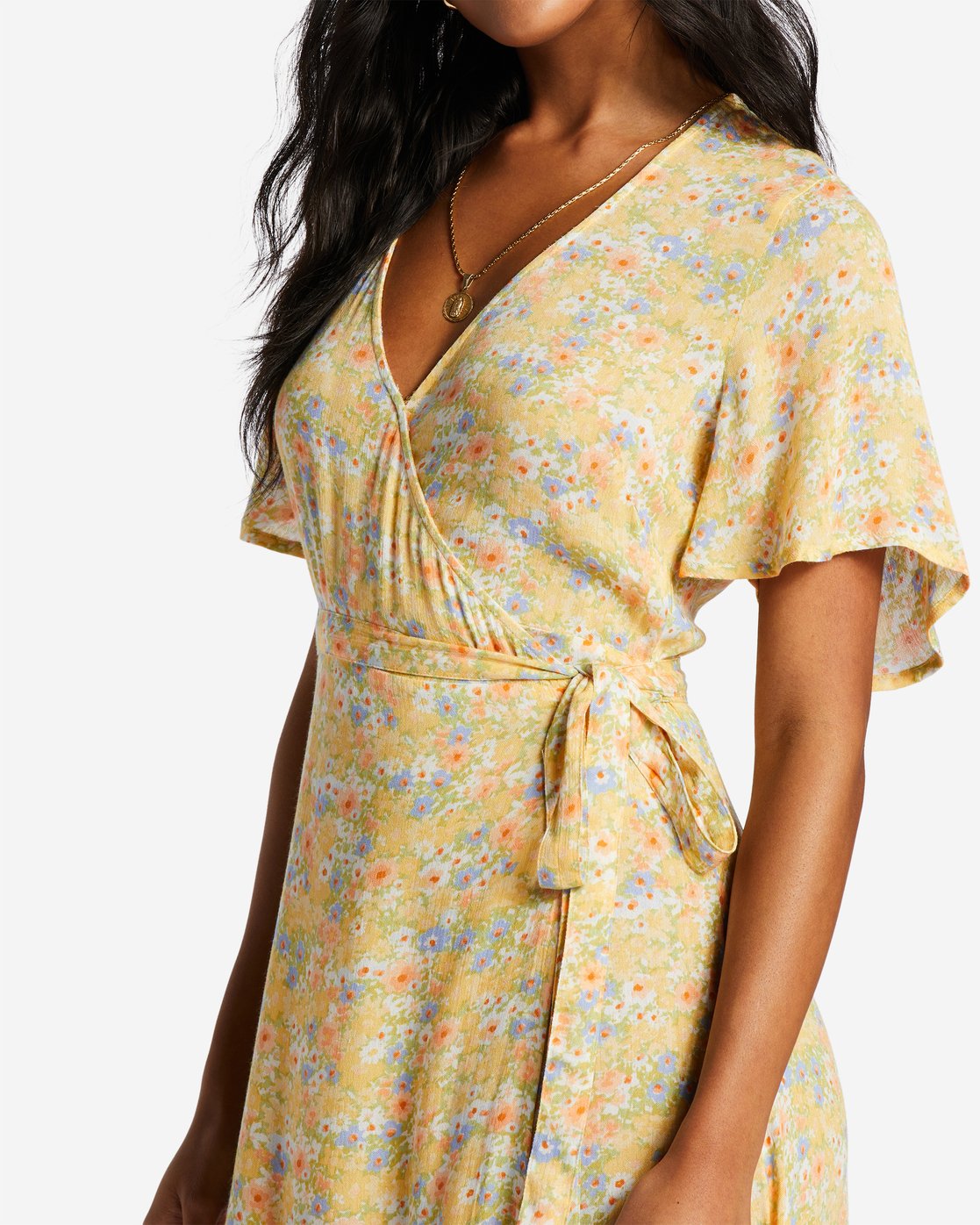 billabong women's wrap front midi length dress Wrap Front Midi Length Dress at Amazon Women's Clothing store