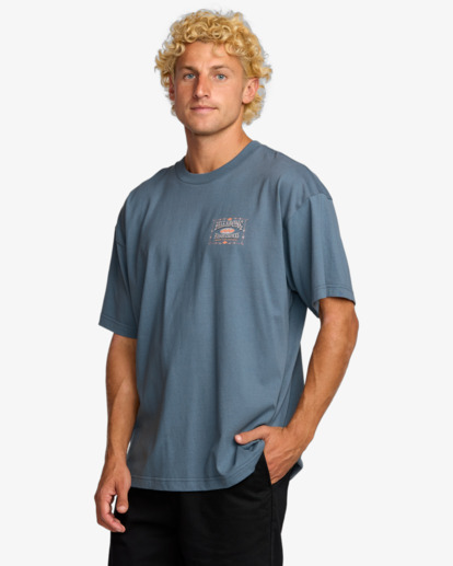 billabong, Double Spread Og - T-Shirt für Männer, STEEL BLUE (ssb) Double Spread Og - Short Sleeve T-Shirt for Men  24A353518