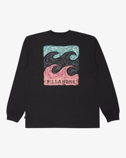 billabong, Crayon Wave Regular - Camiseta de manga larga para hombre, WASHED BLACK (waa) Crayon Wave Regular - Long Sleeve T-Shirt for Men  24A364500