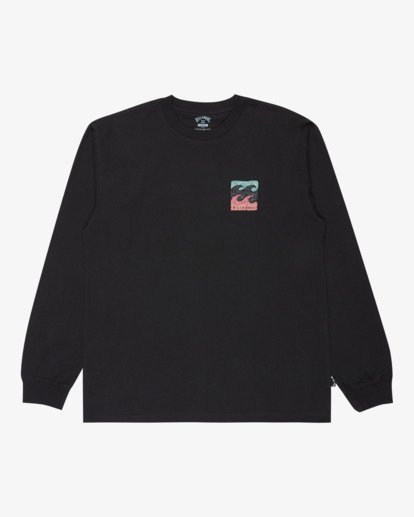 billabong, Crayon Wave Regular - Camiseta de manga larga para hombre, WASHED BLACK (waa) Crayon Wave Regular - Long Sleeve T-Shirt for Men  24A364500