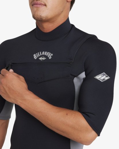 billabong, 2/2mm Absolute Natural - Springsuit mit kurzen Ärmeln und Brustreißverschluss für Männer, ALLOY (aly) 2/2mm Absolute Natural - Chest Zip Short Sleeves Springsuit for Men  24AW191510