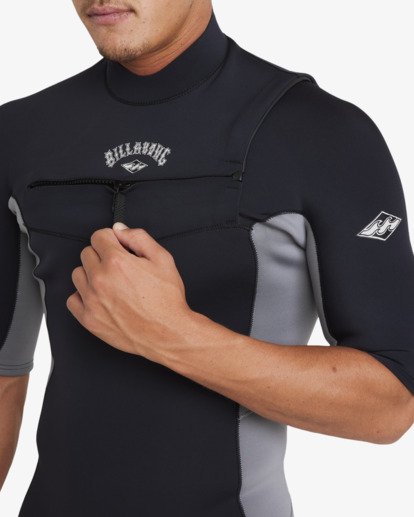 billabong, 2/2mm Absolute Natural - Springsuit mit kurzen Ärmeln und Brustreißverschluss für Männer, ALLOY (aly) 2/2mm Absolute Natural - Chest Zip Short Sleeves Springsuit for Men  24AW191510