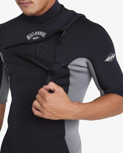 billabong, 2/2mm Absolute Natural - Springsuit mit kurzen Ärmeln und Brustreißverschluss für Männer, ALLOY (aly) 2/2mm Absolute Natural - Chest Zip Short Sleeves Springsuit for Men  24AW191510