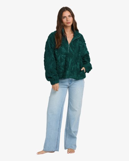 billabong, All The Time Sherpa - Casaco em velo com meio fecho para Mulher, SPRUCE GREEN (sug) All The Time Sherpa - Half Zip Fleece for Women  24B484504
