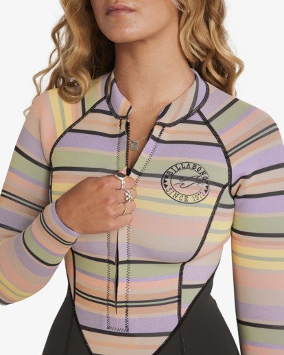 billabong, 2/2mm Salty Dayz Natural - Langärmliger Springsuit mit Reißverschluss vorne für Frauen, BLACK MULTI (bml) 2/2mm Salty Dayz Natural - Front Zip Long Sleeves Springsuit for Women  24BW191503