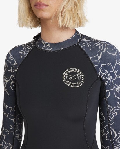 billabong, 2/2mm Spring Fever Natural - Langärmliger Springsuit mit Reißverschluss am Rücken für Frauen, BLACK PEBBLE (bpb) 2/2mm Spring Fever Natural - Back Zip Long Sleeves Springsuit for Women  24BW191504