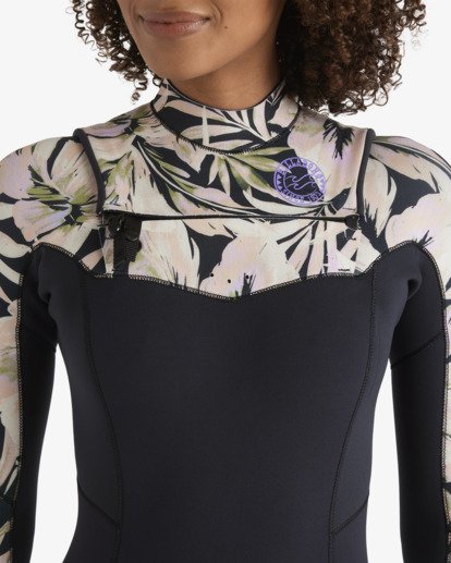 billabong, 4/3mm Salty Dayz Natural - Chest-Zip-Neoprenanzug für Frauen, BLACK FLORAL (bfa) 4/3mm Salty Dayz Natural - Chest Zip Wetsuit for Women  24BW193506