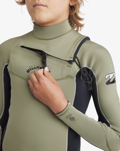 billabong, 3/2mm Absolute Boys - Chest Zip GBS Wetsuit for Boys 8 - 16, MILITARY (mil) 3/2mm Absolute Boys - Chest Zip GBS Wetsuit for Boys 8 - 16  24CW191500