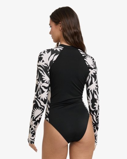 billabong, By My Side Zip - Long Sleeve One-Piece Swimsuit for Women, BLACK WHITE (bci) By My Side Zip - Long Sleeve One-Piece Swimsuit for Women  24O034501