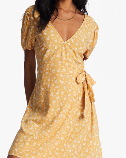 billabong, Hot Tropics - Mini Wrap Dress for Women, GOLDIE (ykv0) Hot Tropics - Mini Wrap Dress for Women  ABJWD00524