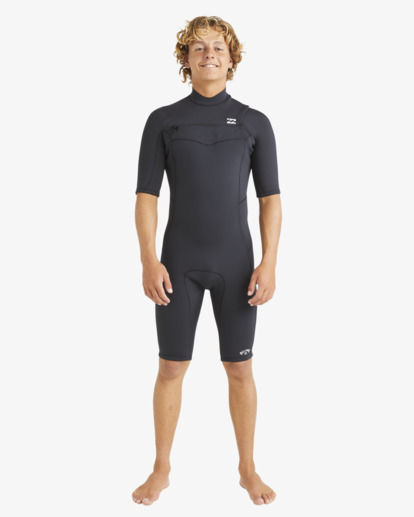 billabong, 2/2mm Absolute Natural    - Chest Zip Short Sleeves Springsuit for Men, BLACK (blk) 2/2mm Absolute Natural    - Chest Zip Short Sleeves Springsuit for Men  ABYW500125