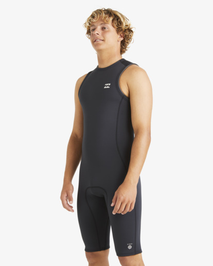 billabong, 2/2mm Absolute Natural - Kurzer Springsuit mit Reißverschluss am Rücken für Männer, BLACK (blk) 2/2mm Absolute Natural - Back Zip Short John for Men  ABYW600110