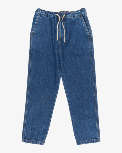 billabong, Larry Denim - Calças de ganga elásticas com cordão para rapazes 8-16, OCEAN WASH (ocs) Larry Denim - Elasticated Denim Trousers With Drawcord for Boys 8-16  EBBDP03001