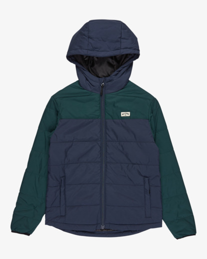 billabong, Journey Hooded - Casaco leve acolchoado com enchimento de poliéster para rapazes 8-16, NAVY (nvy) Journey Hooded - Poly Filled Quilted Light Weight Jacket for Boys 8-16  EBBJK03010