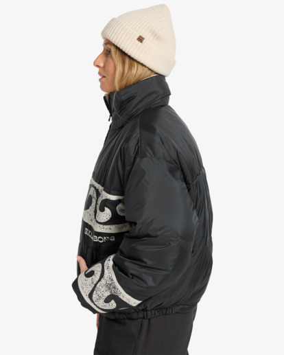 billabong, Cozy Puffer - Chaqueta reversible para mujer, BLACK PEBBLE (bpb) Cozy Puffer - Reversible Down Jacket for Women  EBJJK00140