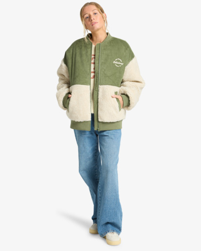 billabong, New Wave - Chaqueta bomber oversize para mujer, WHITECAP (wcp) New Wave - Oversized Bombers Jacket for Women  EBJJK00162