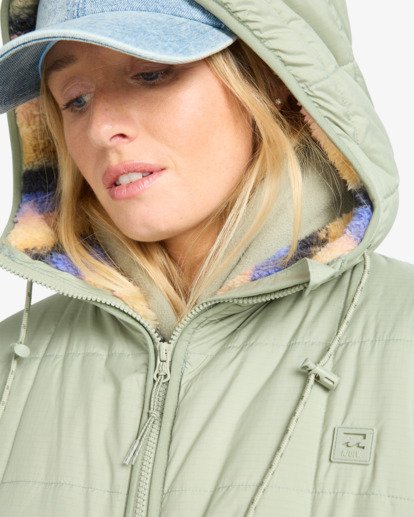 billabong, Happy Camper - Chaqueta acolchada con capucha para mujer, SEAGRASS (ghj0) Happy Camper - Puffer Jacket With Hood for Women  EBJJK00165