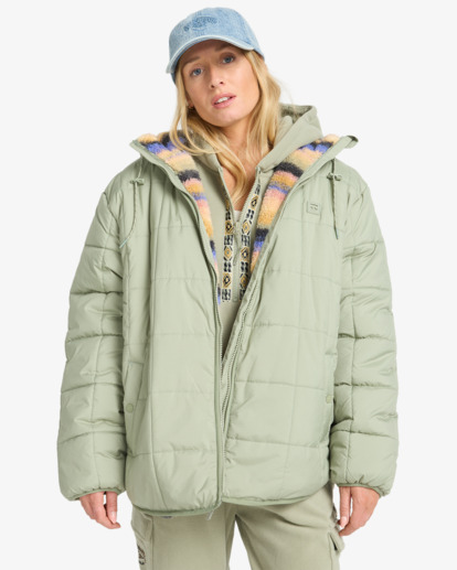 Happy Camper - Puffer Jacket With Hood for Women  EBJJK00165