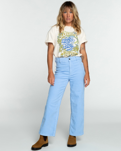 Gold Cord - Corduroy Wide Leg Trousers for Women  EBJNP00109