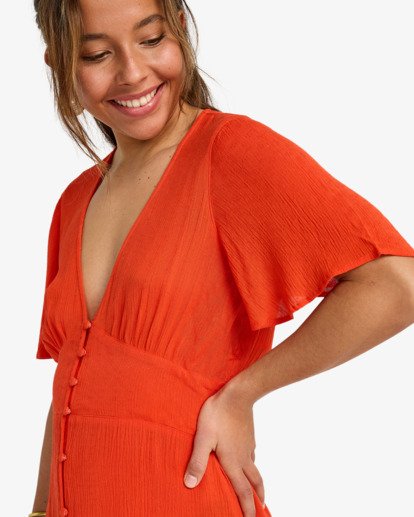 billabong, Your Girl - Jurk met Korte mouw voor Dames, RED ALOHA (rpz0) Your Girl - Midi Dress for Women  EBJWD00166