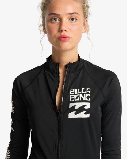 billabong, Surf Capsule - Front-Zip Long Sleeves Surf T-Shirt for Women, BLACK (blk) Surf Capsule - Front-Zip Long Sleeves Surf T-Shirt for Women  EBJWR03034