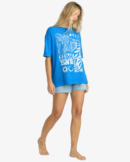 billabong, Summer Nights - Camiseta de manga corta serigrafiada para Mujer, TRUE BLUE (trb) Summer Nights - Short Sleeve T-Shirt for Women  EBJZT00464