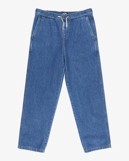 billabong, Larry Denim - Jean droit à taille élastique pour Homme, OCEAN WASH (ocs) Larry Denim - Elasticated Denim Trousers With Drawcord for Men  EBYDP03003