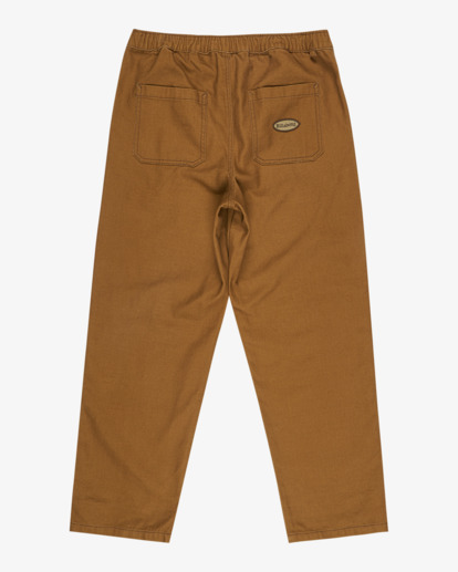 billabong, Larry Canvas - Pantalon en toile à taille élastique pour Homme, TOBACCO (cpp0) Larry Canvas - Elasticated Denim Trousers With Drawcord for Men  EBYDP03004