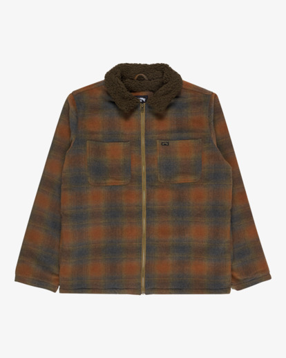 billabong, Hills Sherpa - Veste en laine à doublure en sherpa pour Homme, OTTER (cpt0) Hills Sherpa - Sherpa Lined Wool Plaid Jacket for Men  EBYJK00136