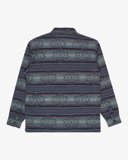 billabong, Offshore Jacquard Flannel - Geweven garengeverfde en getextureerde Top voor Heren, OMBRE BLUE (krq0) Offshore Jacquard Flannel - Yarn Dye Textured Woven Top for Men  EBYWT03013
