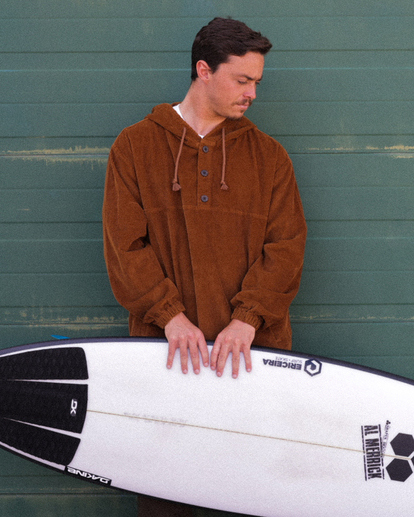 Bad Dog - Hooded Corduroy Half Button Shirt for Men  F1FL42BIF2