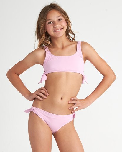 Sunset Glow Hky Tie - Solid Bikini Set for Teen Girls  S8SW04BIP0