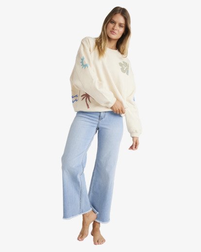 billabong, Water Signs Kendall - Oberteil mit Rundhalsausschnitt für Frauen, WHITECAP (wcp) Water Signs Kendall - Crew Neck Sweatshirt for Women  UBJFT00306