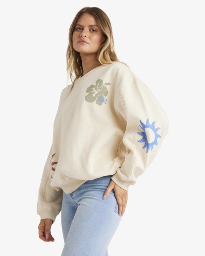 billabong, Water Signs Kendall - Oberteil mit Rundhalsausschnitt für Frauen, WHITECAP (wcp) Water Signs Kendall - Crew Neck Sweatshirt for Women  UBJFT00306
