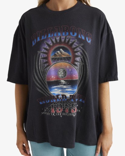 billabong, Focus Tour - T-shirt manches courtes sérigraphié pour Femme, OFF BLACK (ofb) Focus Tour - Short Sleeve T-Shirt for Women  UBJZT00511