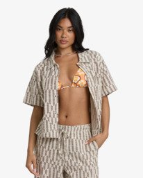 0 Vivid Wave - Haut boutonn&eacute; pour Femme Beige 24B011602 Billabong