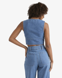 3 Indigo Skies - Crop Top aus Jeansstoff für Frauen Blau 24B043502 Billabong