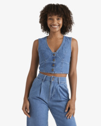 1 Indigo Skies - Crop Top aus Jeansstoff für Frauen Blau 24B043502 Billabong