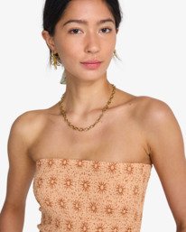 4 Keep It Simple - Crop top &agrave; smocks pour Femme Orange 24B061602 Billabong