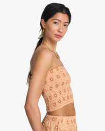 3 Keep It Simple - Crop top &agrave; smocks pour Femme Orange 24B061602 Billabong