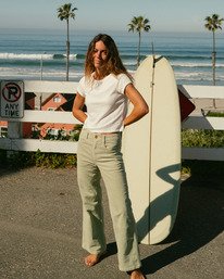 0 Be Free - Fixed Waist Pants for Women Green 24B111502 Billabong