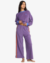 1 Date Palm Terry - Calças de fato de treino de perna larga para mulher Roxo 24B123507 Billabong
