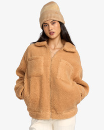 0 Resound Sherpa Shacket - Oversized Fit Jacket for Women Beige 24B483501 Billabong