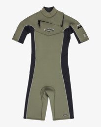 11 2/2mm Absolute Natural - Short Sleeve Chest Zip Wetsuit for Boys 8-16 Green 24CW191505 Billabong