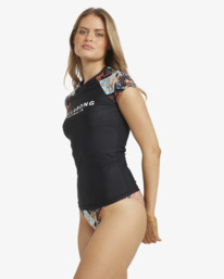 1 Forever Folk Wahine - Short Sleeve UPF 50 Rash Vest for Women Black 24O014571 Billabong