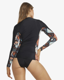 2 Forever Folk Reef - Long Sleeve Zipped Rash Vest for Women Black 24O034573 Billabong