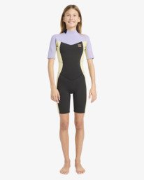 1 2/2mmn Synergy - Short Sleeve Back Zip Springsuit for Girls 8-16 Grey 24RW251601 Billabong